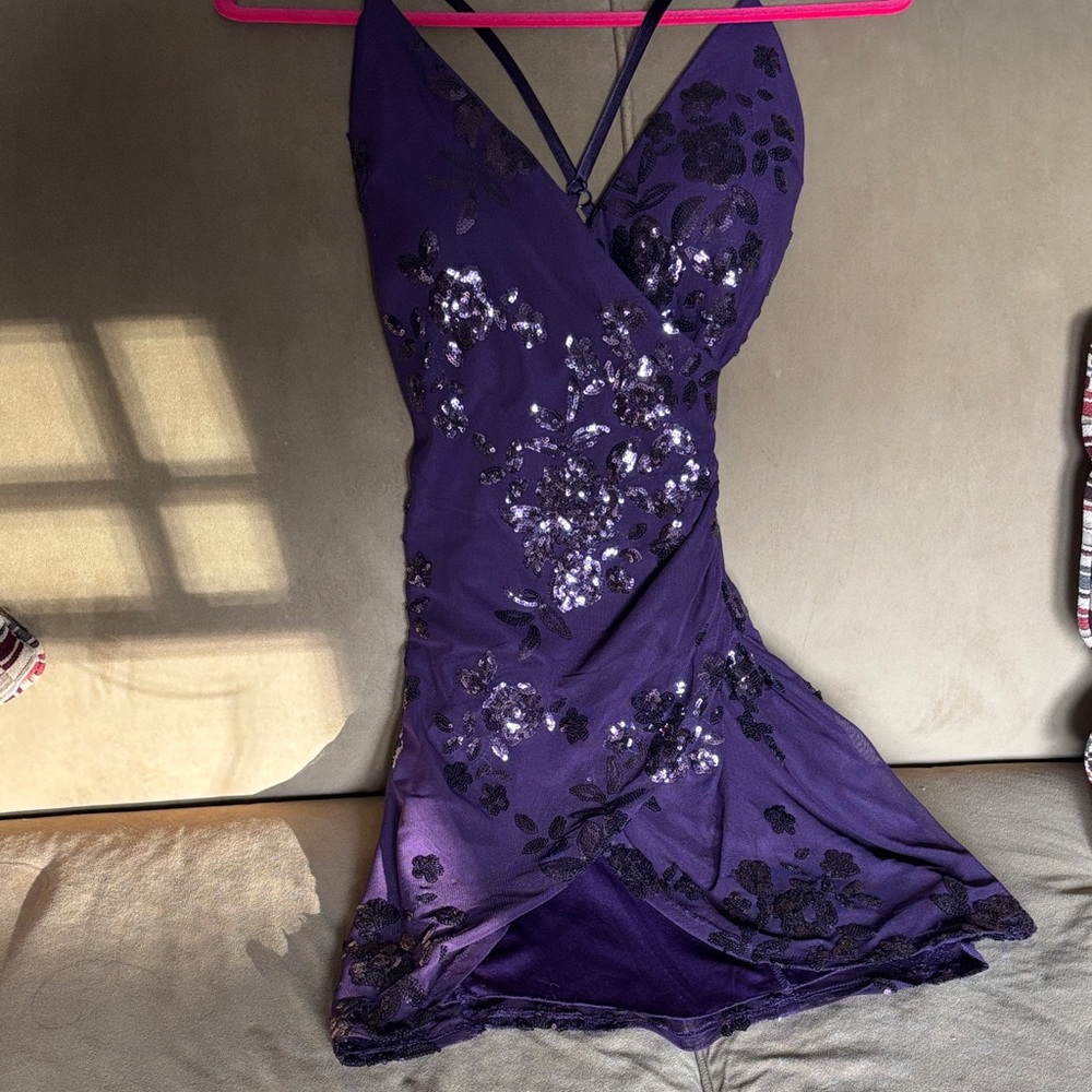 Windsor Deep Purple Sequin Mini Dress